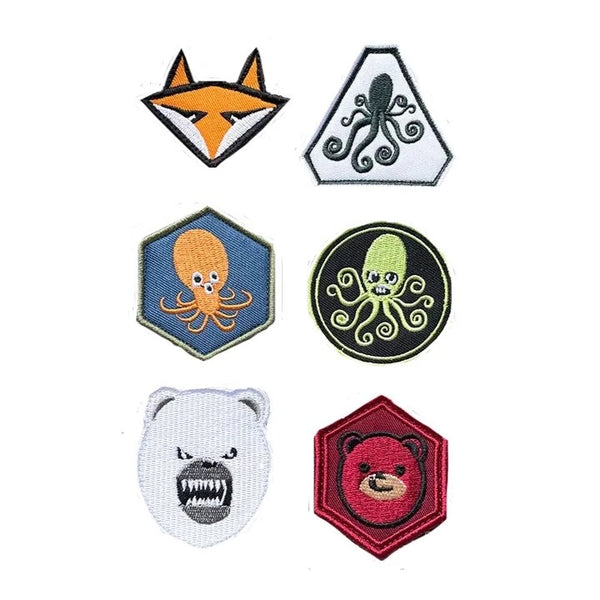 Cute Animals 'Set of 6' Embroidered Velcro Patch
