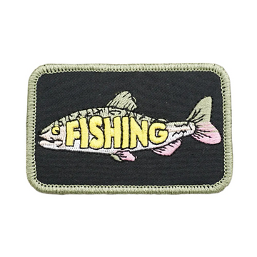 Salmon Fish 'Fishing | Square' Embroidered Velcro Patch