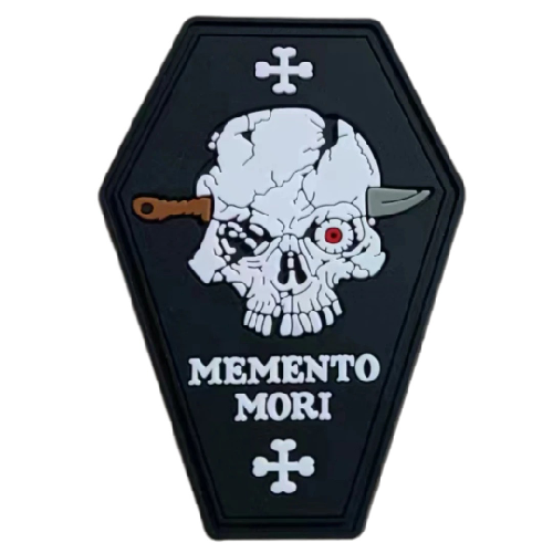 Memento Mori 'Knife in Skull | Cross' PVC Rubber Velcro Patch