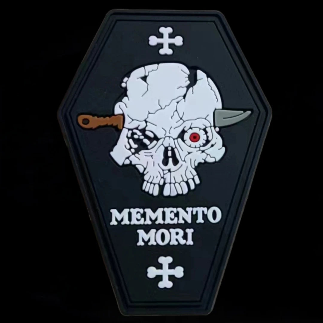 Memento Mori 'Knife in Skull | Cross' PVC Rubber Velcro Patch