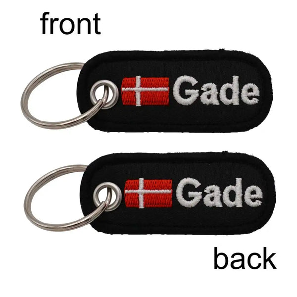 Personalized Keychain 'Denmark Flag' Embroidered Velcro Patch