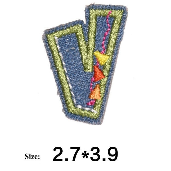 Letter V 'Denim Letter' Embroidered Patch