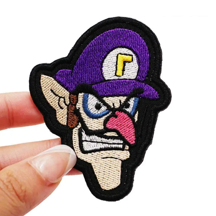 Super Mario Bros. 'Waluigi | Head' Embroidered Velcro Patch