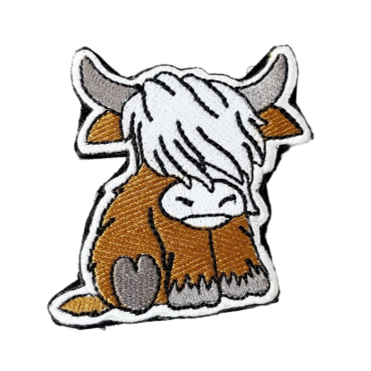 Cute 'Highland Cow' Embroidered Velcro Patch