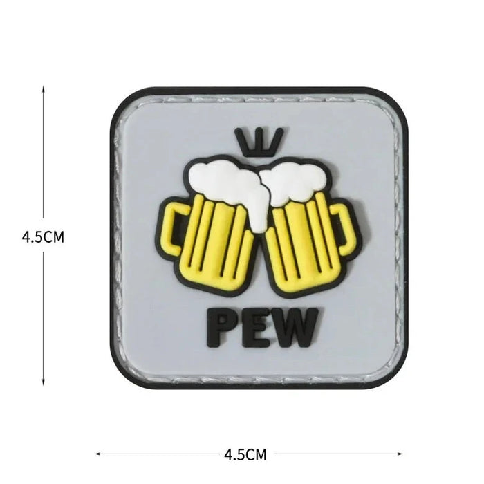 Drinks 'Pew | Beer Mugs Toast' PVC Rubber Velcro Patch