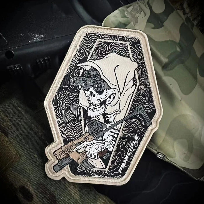 Tactical Skull 'Submachine Gun' Embroidered Velcro Patch