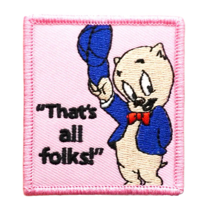 Looney Tunes 'Porky Pig | That's All Folks!' Embroidered Velcro Patch