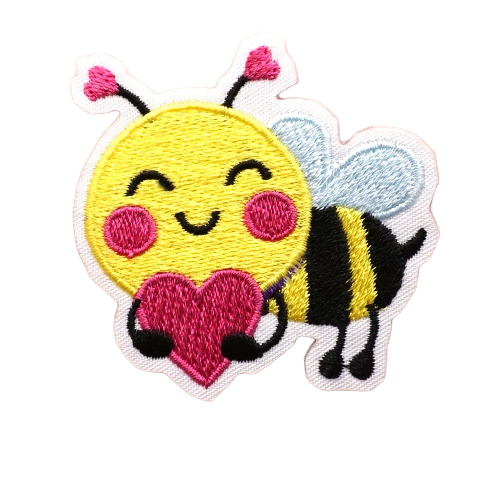 Cute Bee 'Holding Heart' Embroidered Patch