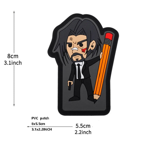 John Wick 'Holding Gun and Big Pencil' PVC Rubber Velcro Patch