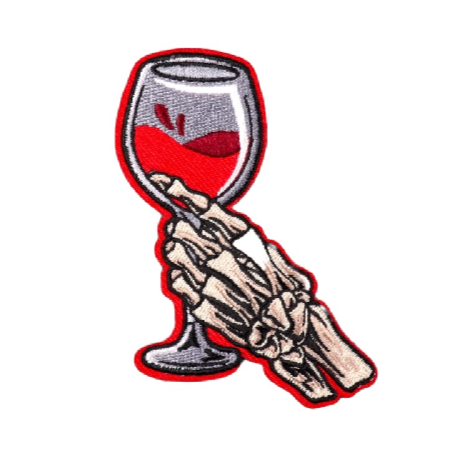 Skeleton Hand 'Glass of Wine' Embroidered Patch