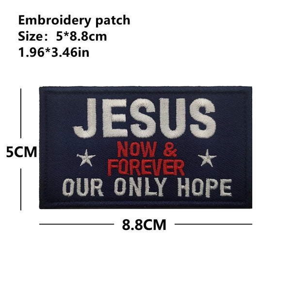 Religious 'Jesus Our Only Hope' Embroidered Velcro Patch