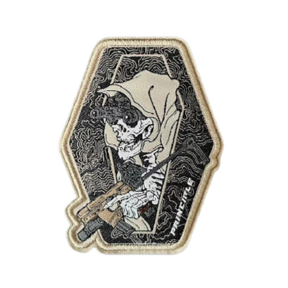 Tactical Skull 'Submachine Gun' Embroidered Velcro Patch