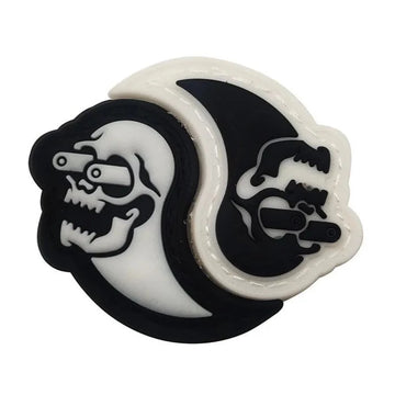 Yin Yang 'Skull Ghost Luminous | Set of 2 | 1.0' PVC Rubber Velcro Patch