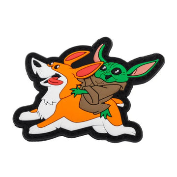 Baby Yoda Riding Corgi 'Luminous' PVC Rubber Velcro Patch