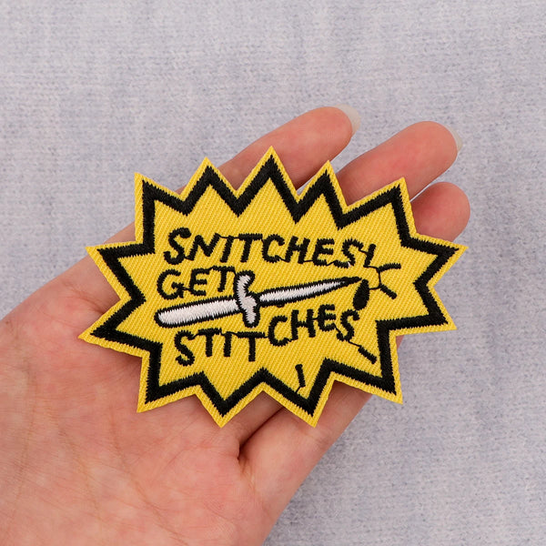 Knife 'Snitches Get Stitches' Embroidered Patch