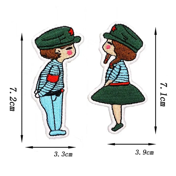 Cute Couple 'Wearing Hat' Embroidered Patch