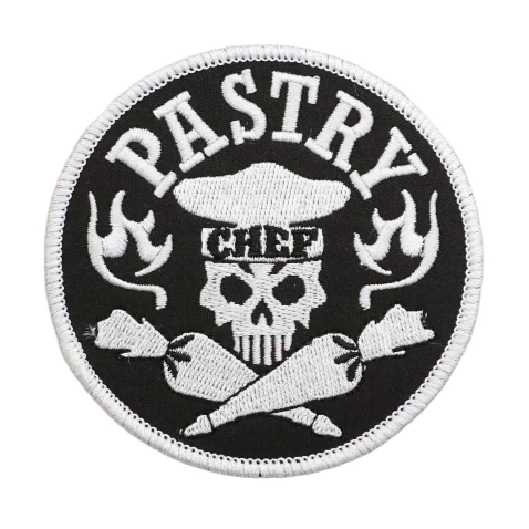 Skull 'Pastry Chef | Round' Embroidered Velcro Patch