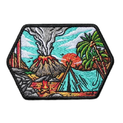 Camping Adventures 'Volcano View' Embroidered Velcro Patch