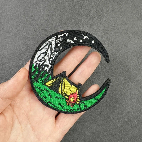 Camping Adventures 'Moon Tent' Embroidered Velcro Patch