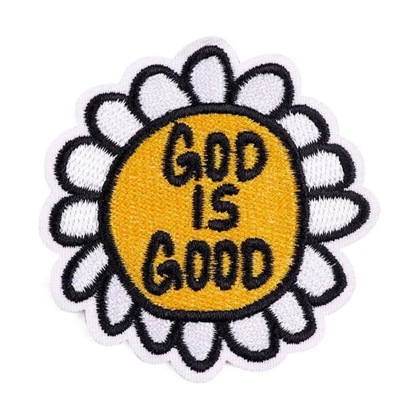 Flower 'God is Good' Embroidered Patch