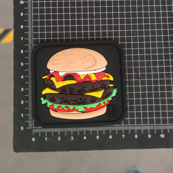 Hamburger PVC Rubber Velcro Patch