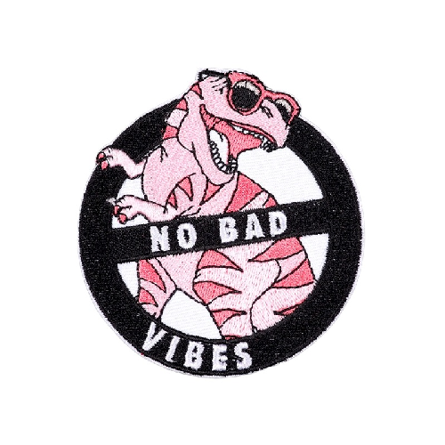 Dinosaur 'No Bad Vibes' Embroidered Patch