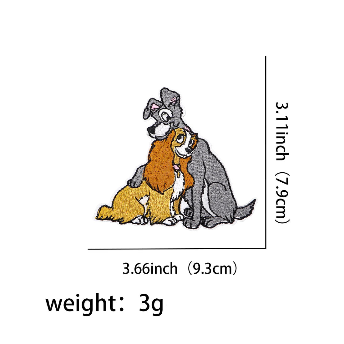 Lady and the Tramp 'Hugging' Embroidered Patch