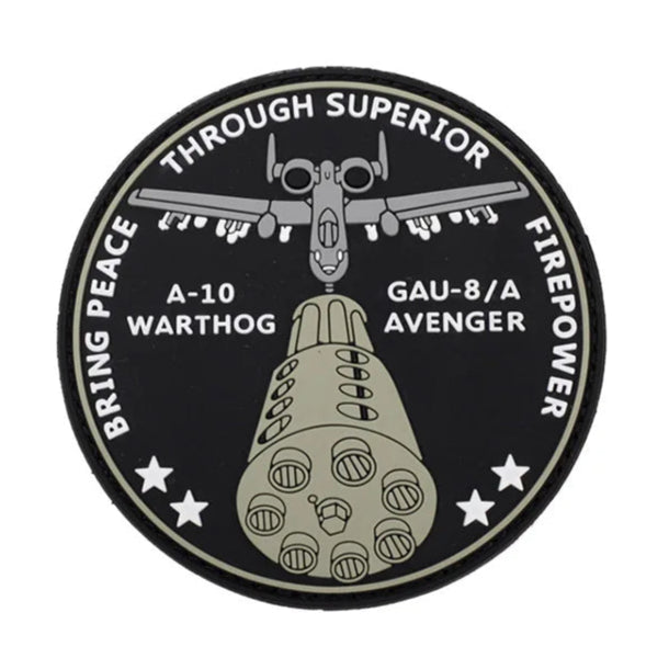 A-10 Warthog 'Bring Peace Through Superior Firepower | GAU-8/A Avenger' PVC Rubber Velcro Patch