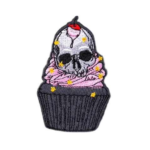 Skull Cupcake 'Cherry On Top' Embroidered Patch
