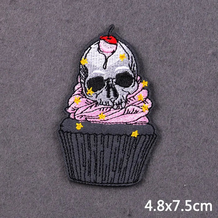 Skull Cupcake 'Cherry On Top' Embroidered Patch