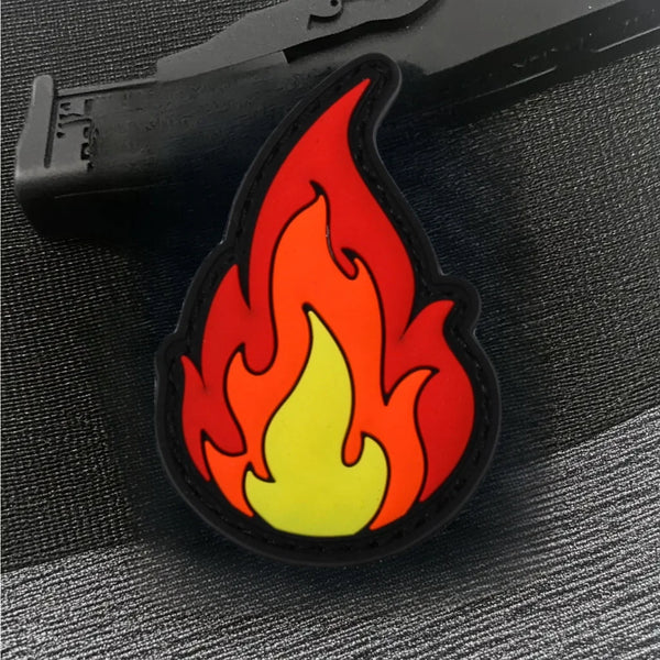 Flame Shape PVC Rubber Velcro Patch