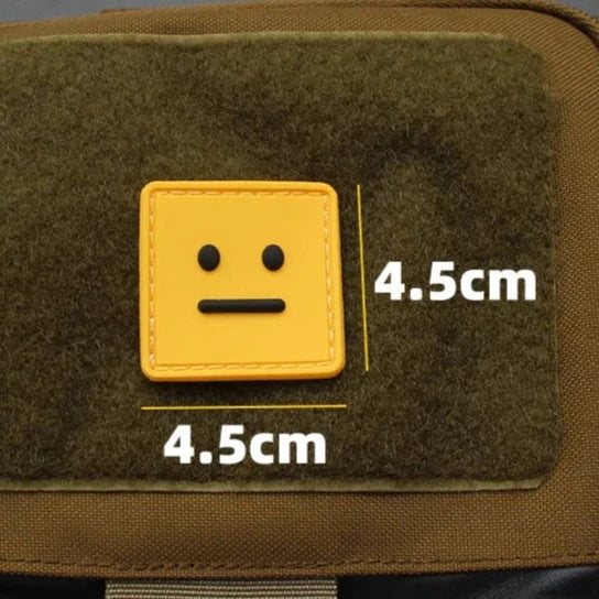 Cute Smiley 'Square Face' PVC Rubber Velcro Patch