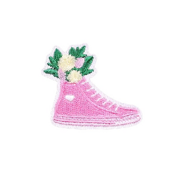 Cute Pink Sneaker 'Flowers' Embroidered Patch