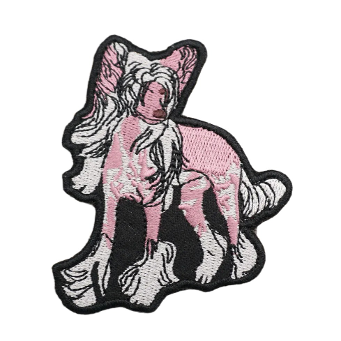 Cute 'Chinese Crested Dog' Embroidered Velcro Patch