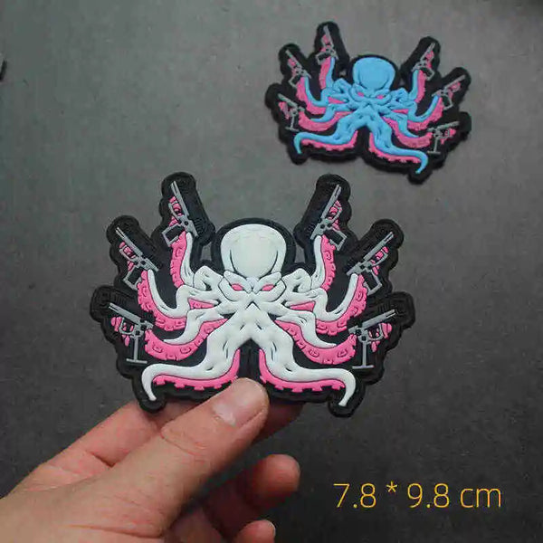 Octopus 'Tactical Guns' PVC Rubber Velcro Patch