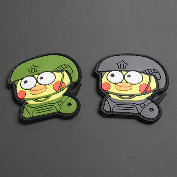 Cute 'Chicken Soldier' PVC Rubber Velcro Patch