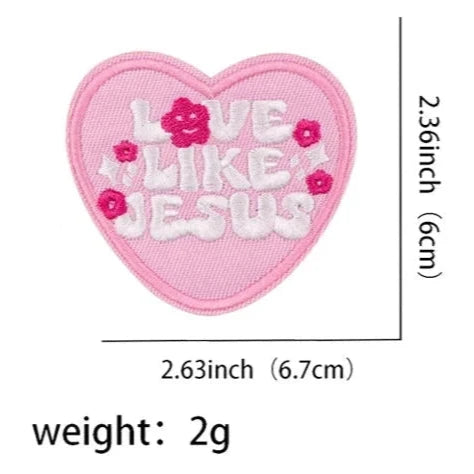 Pink Heart ‘Love Like Jesus’ Embroidered Patch