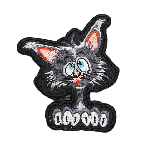 Cat 'Wacky Face' Embroidered Velcro Patch