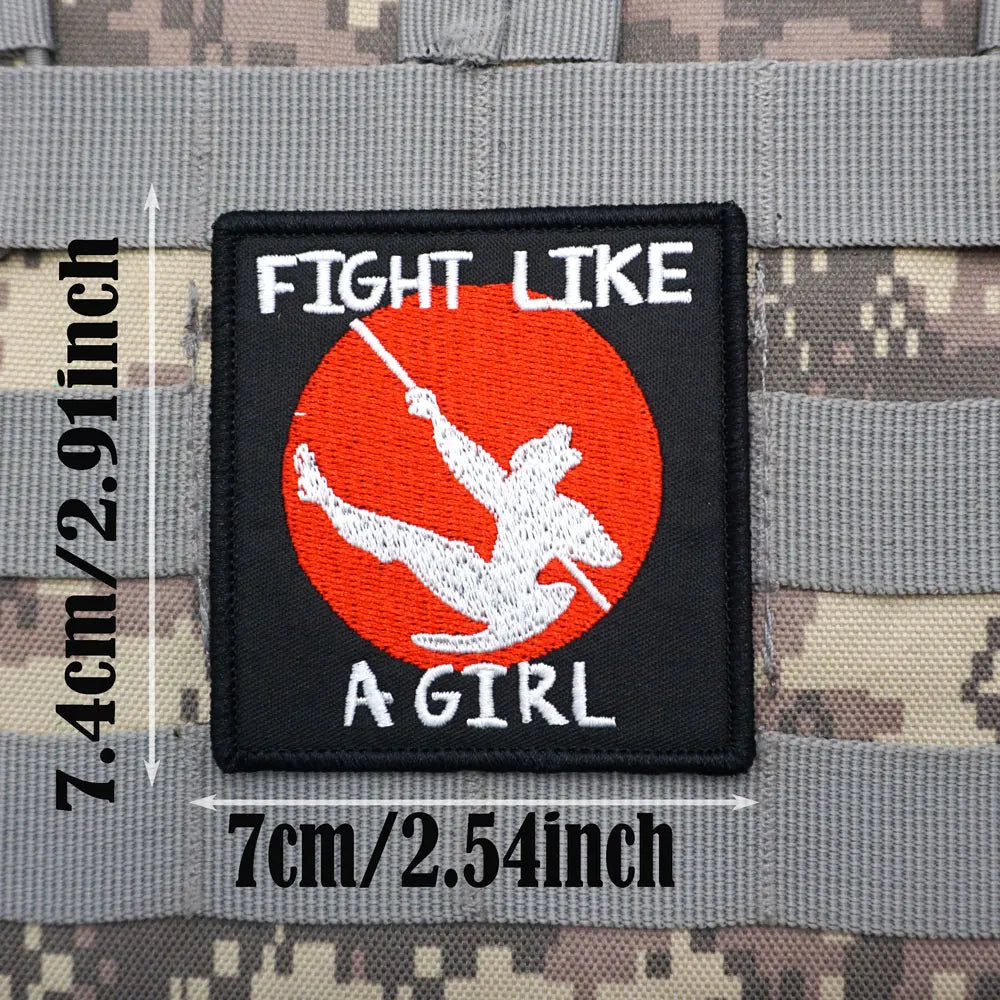 Fight Like A Girl Embroidered Velcro Patch
