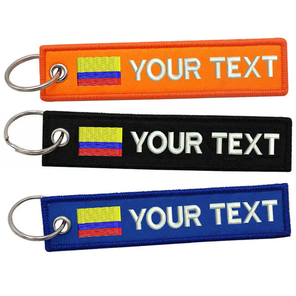 Personalized Keychain 'Columbia Flag' Embroidered Velcro Patch