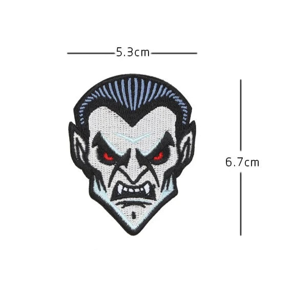 Dracula 'Head' Embroidered Velcro Patch