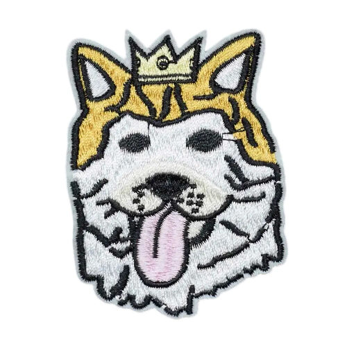 Crowned Dog 'Head' Embroidered Patch