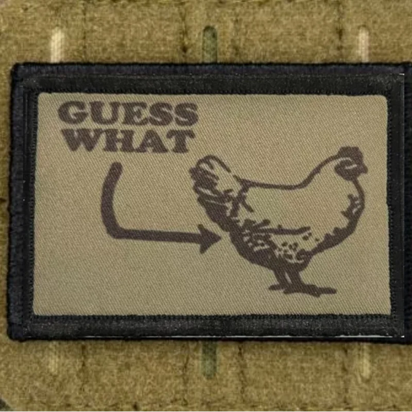 Funny Chicken 'Guess What' Embroidered Velcro Patch