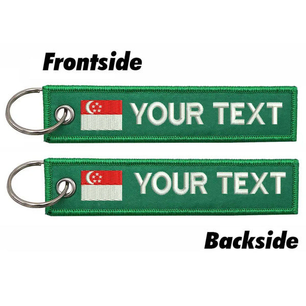 Personalized Keychain 'Singapore Flag' Embroidered Velcro Patch