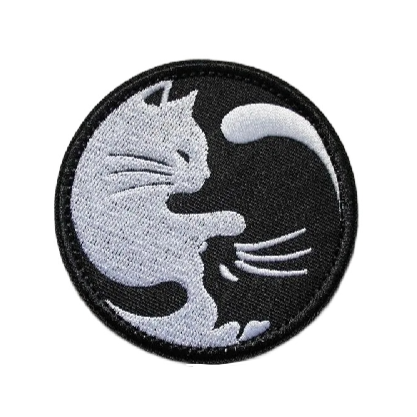 Cat 'Yin and Yang' Embroidered Velcro Patch