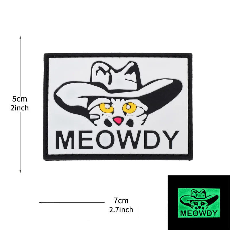 Cowboy Cat 'Meowdy | Luminous' PVC Rubber Velcro Patch