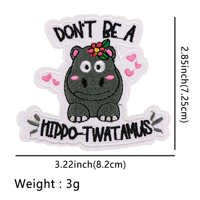 Hippopotamus ‘Don’t Be A Hippo-Twatamus | Hearts’ Embroidered Patch