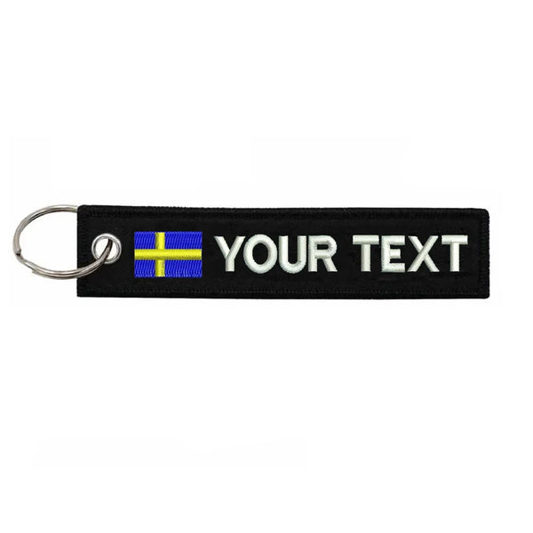 Personalized Keychain 'Sweden Flag' Embroidered Velcro Patch