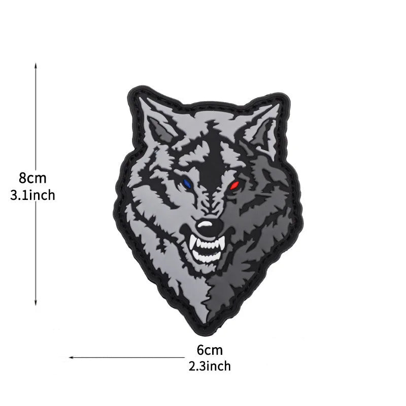 Wolf Head 'Fierce' PVC Rubber Velcro Patch