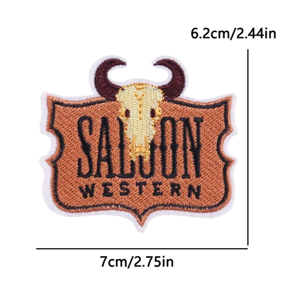 Bull Skull 'Saloon Western' Embroidered Patch